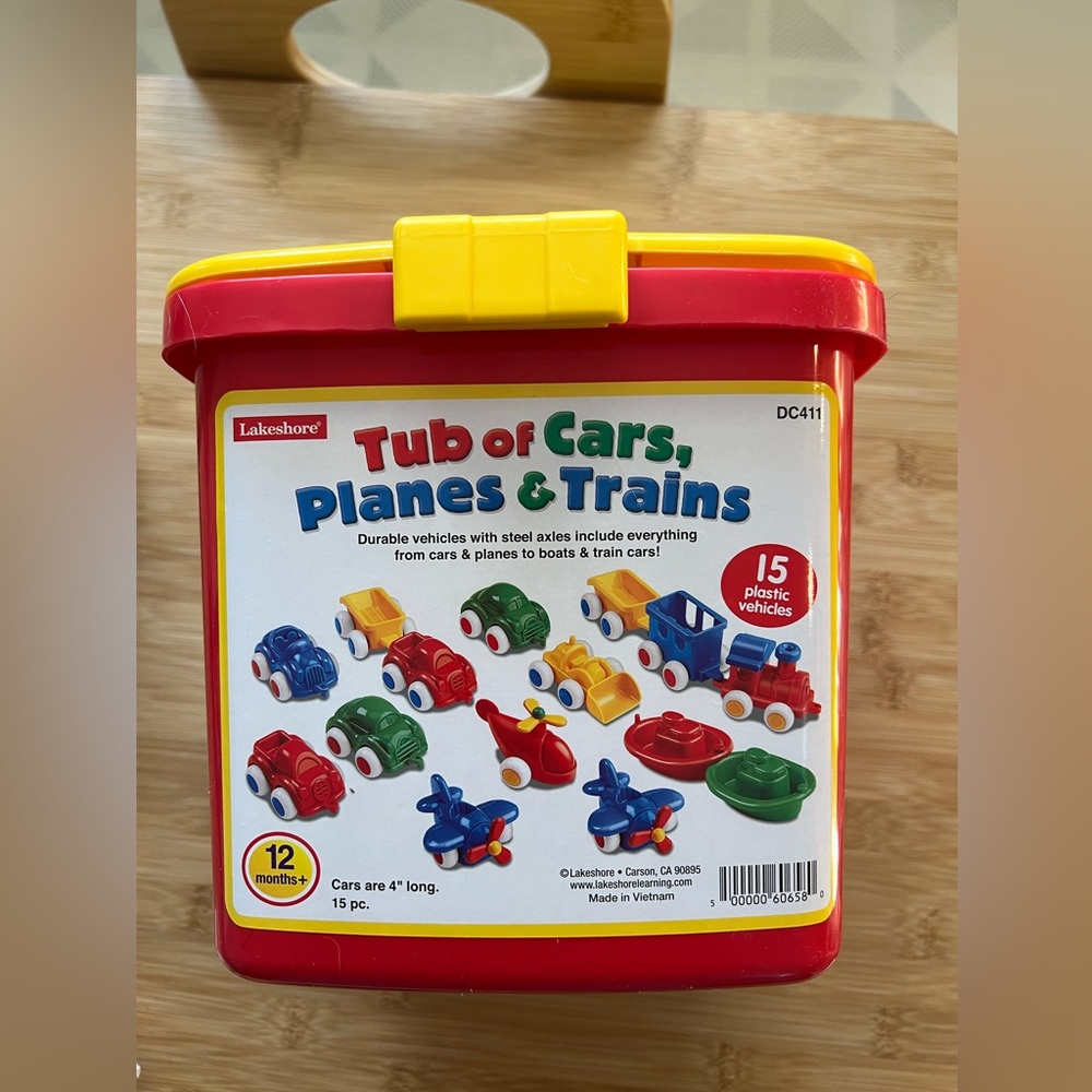 Lakeshore Learning Tub of Cars, Planes and Trains